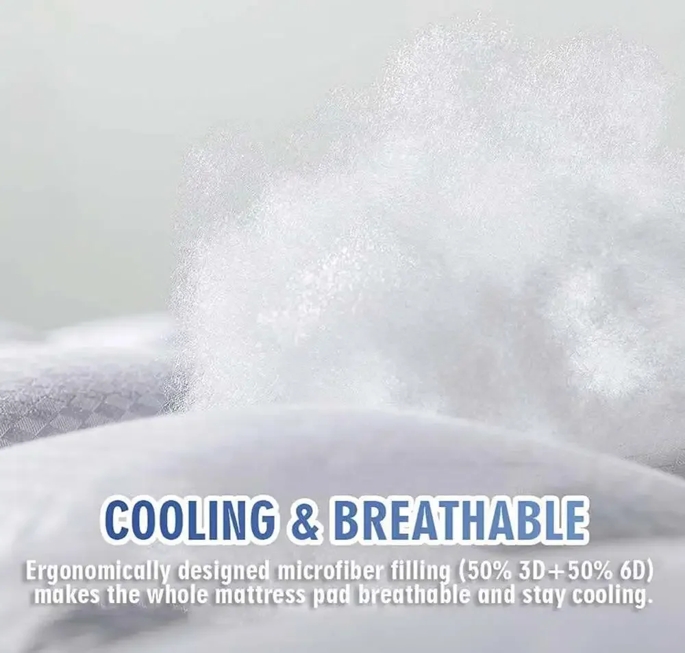 MATBEBY Full XL Mattress Pad Cooling Breathable Mattress Topper, Quilted Fitted